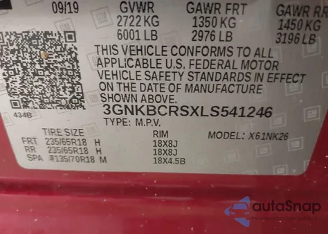 2020 Chevrolet Blazer Fwd 2Lt z USA, uszkodzony, nr VIN 3GNKBCRSXLS541246